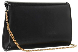  New York Clutches anna Shiny Textured Leather Medium Envelope Clutch in black