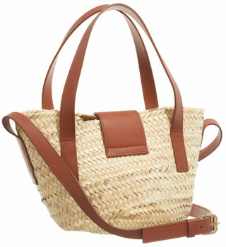  Shopper Palm Basket Luxe Buckle small in cognac