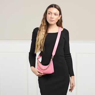  Crossbody Bags Mini Moon Cut Out Bag Leather in pink