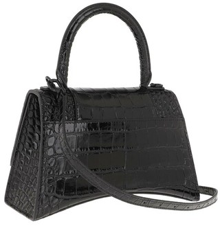  Satchel Bag Hourglass Embossed Top Handle Bag Leather in black