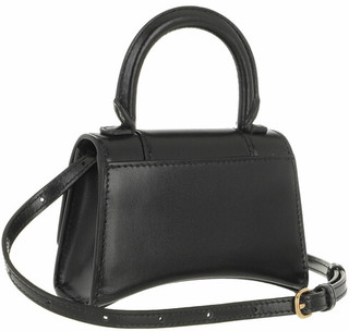  Satchel Bag Hourglass Mini Top Handle Bag Shiny Calfskin in black