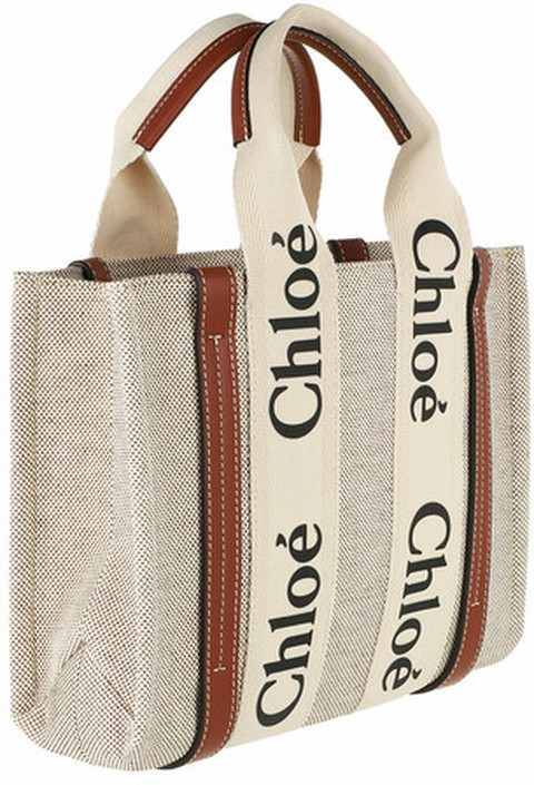  Tote Small Woody Shopper Canvas in white