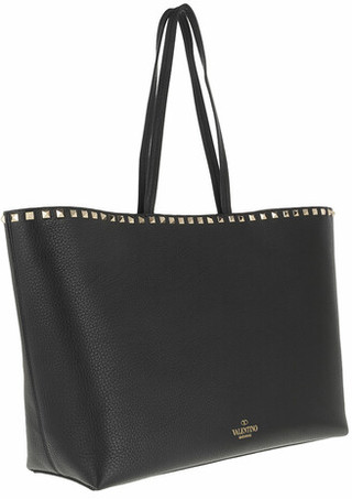  Garavani Shopper Rockstud Studded Shopping Bag Leather in black