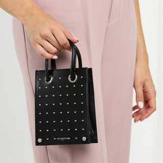  Tote Vertical Studded Leather Bag in black