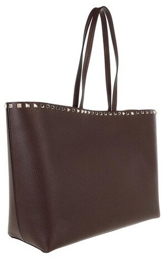  Garavani Shopper Rockstud Studded Shopping Bag Leather in dark brown