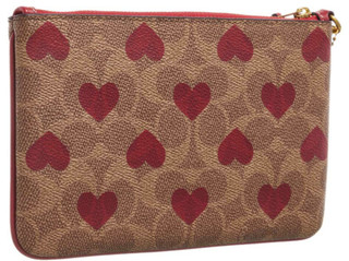  Clutches Colorblock Coated Canvas Signature With Heart Prin in dark red