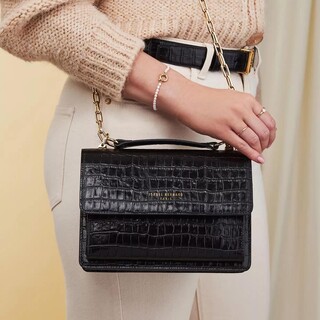  Crossbody Bags Femme Forte Valerie Croco Black Calfskin Leather S Gr. unisize in Schwarz