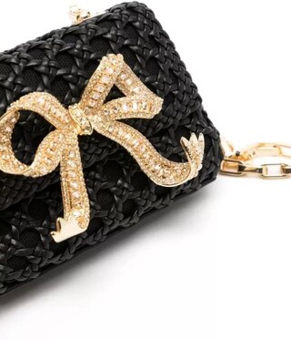  Shopper Black Woven Bow Mini Bag Gr. unisize in Schwarz