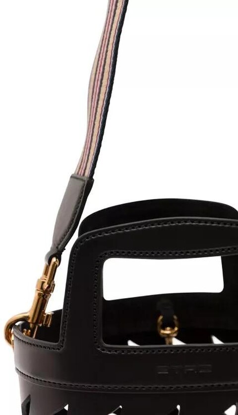 Etro Umhängetaschen Black Bucket Bag With Multicolor Shoulder Strap an Gr. unisize in Schwarz