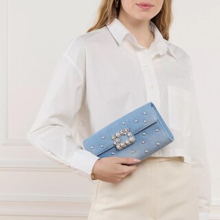  Crossbody Bags Flower Strass Pearl Buckle Clutch Bag Gr. unisize in Blau