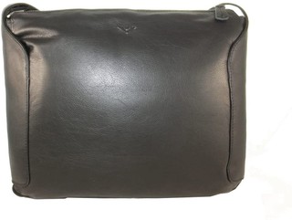  Handtasche mit Überschla schwarz Glatte Rindleder
