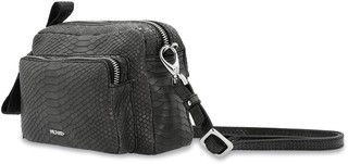  Handtasche mit Reißversc schwarz Schlangenprägung
