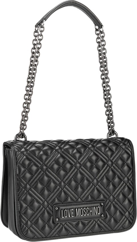 Love Moschino Quilted Bag 4000 in Black Gunmetal (4.4 Liter),