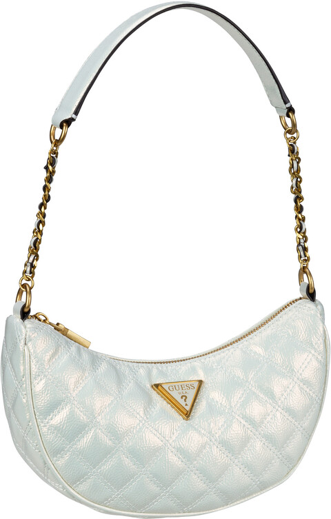 Guess Giully Top Zip Shoulder Bag in Ivory Shiny (2.4 Liter),