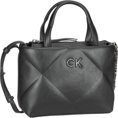 Calvin Klein Re-Lock Quilt Tote Mini PSP24 in CK Black (2.8 Liter),